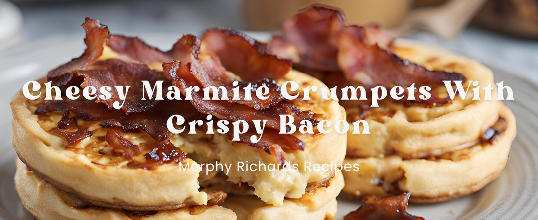 Cheesy Marmite Crumpets With Crispy Bacon