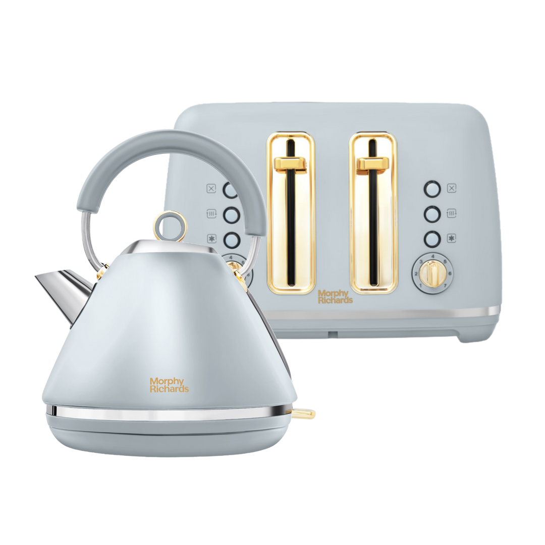 Accents Gold Ocean Grey Kettle and Toaster Set