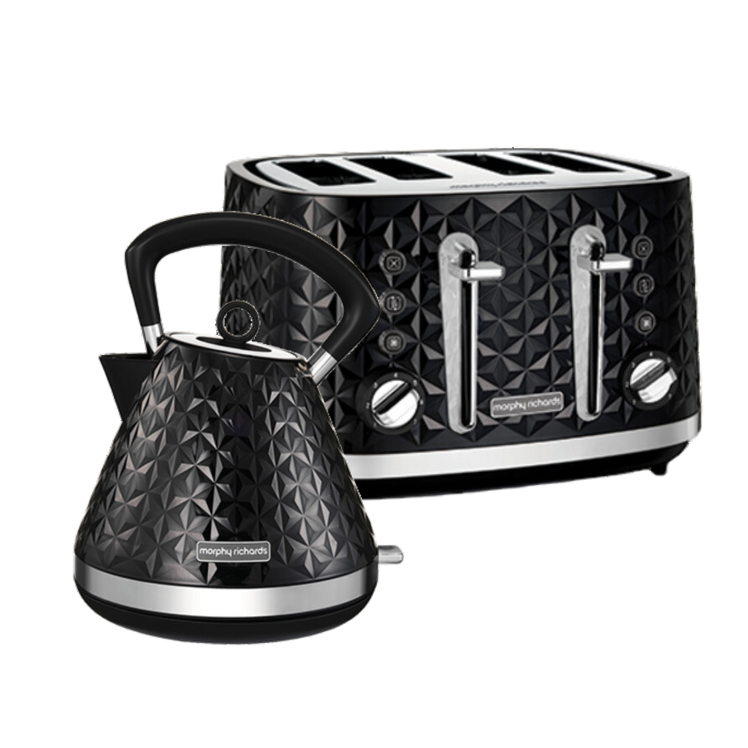 Vector Black Kettle and Toaster Set